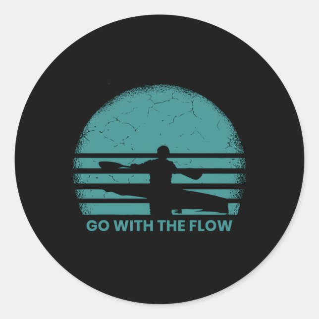 Kayaking River Kayak Kayaker Runt Klistermärke (Framsida)