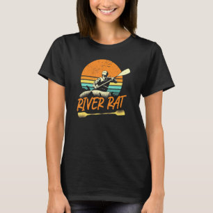 Kayaking River Råtta Retro Vintage Sunset T Shirt