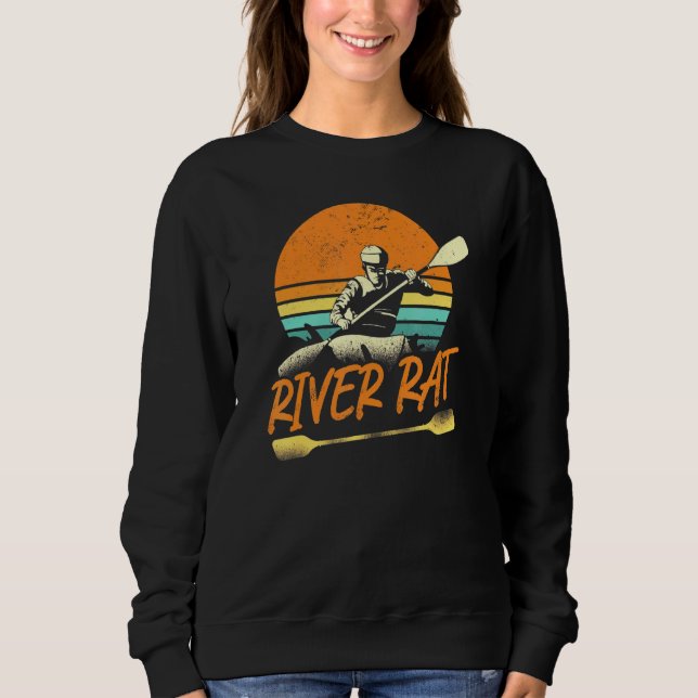 Kayaking River Råtta Retro Vintage Sunset T Shirt (Framsida)