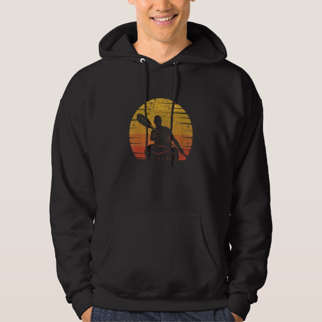 Kayaking Silhouette Kayak Lover Canoe Retro Kayake Hoodie (Framsida)