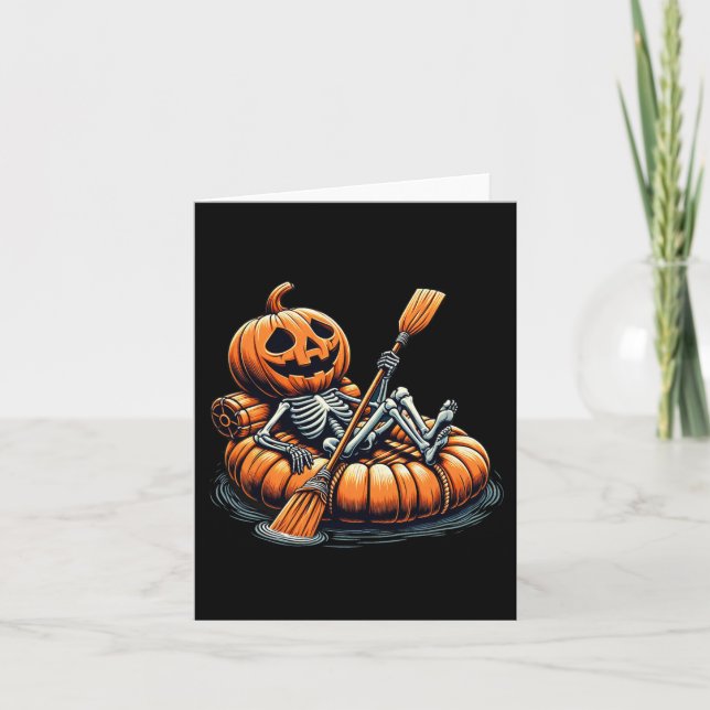 Kayaking Skeleton Funny Halloween Kayak Kort (Framsida)