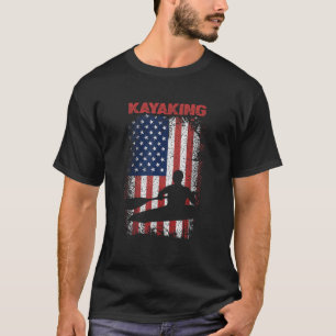 Kayaking Sports Retro American Flagga USA T Shirt