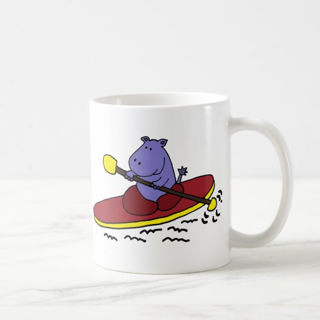 Kayaking tecknad för rolig flodhäst kaffemugg (Höger)