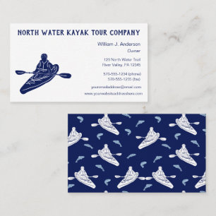 Kayaking Tours Lessons Sales Navy Blue Kayak Visitkort