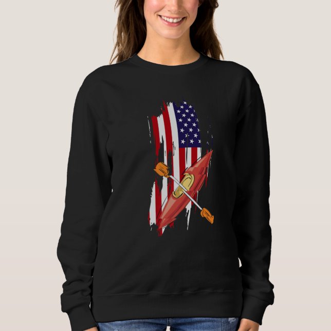 Kayaking USA Flag Boating  Kayaker Kayak Expert Gr T Shirt (Framsida)