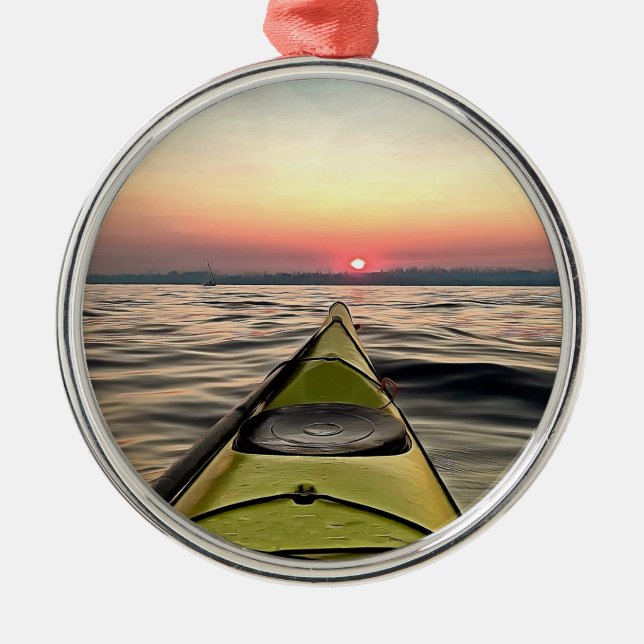 Kayaking vid Sunset Framed jul Ornament (Framsidan)