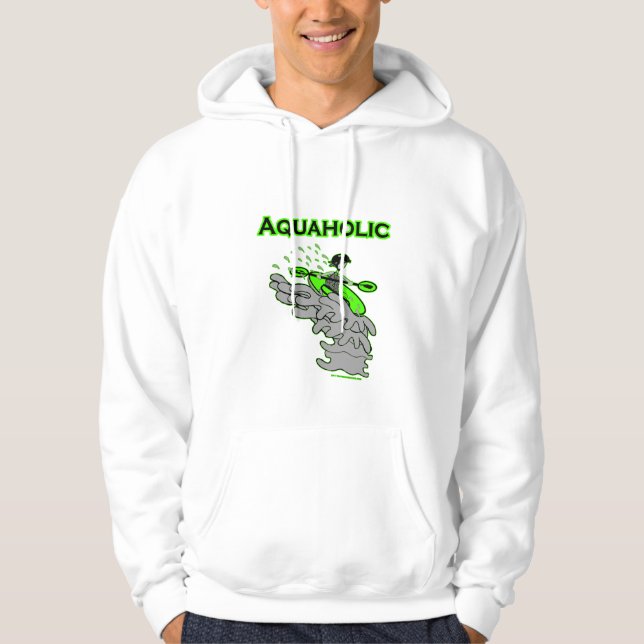 Kayaking Whitewater Silhouette Sweatshirt Med Luva (Framsida)