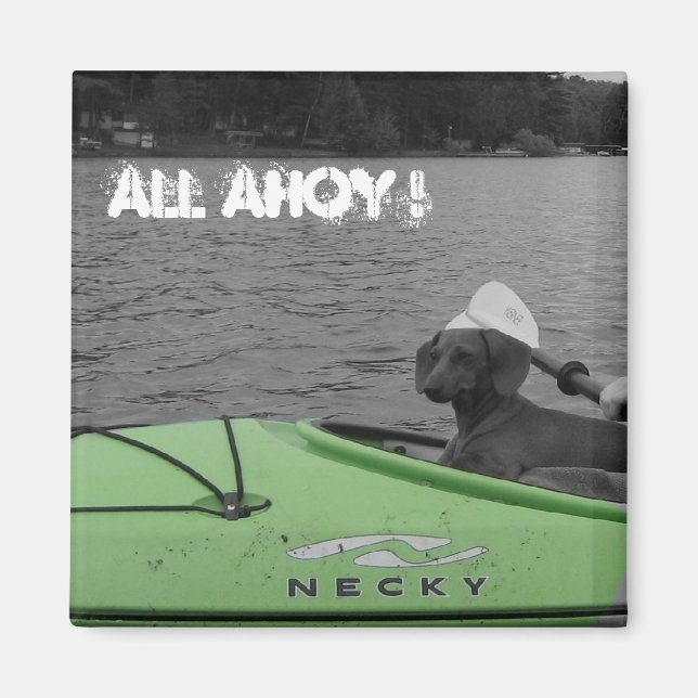 Kayaking Wiener Hund Magnet (Framsidan)