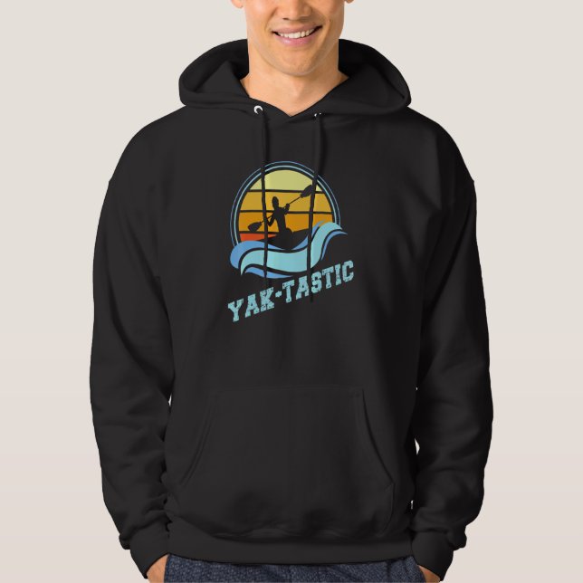Kayaking Yak-Tastic Retro Vintage Sunset Hoodie (Framsida)
