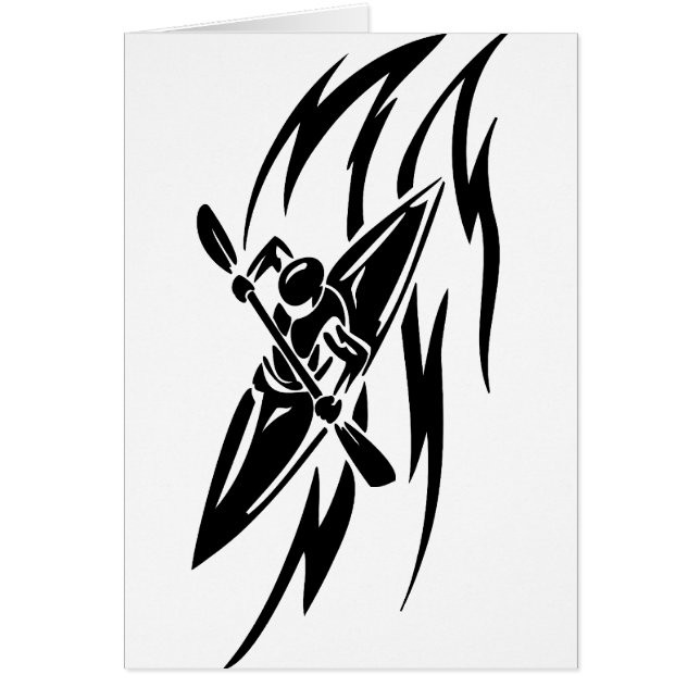 Kayaking ytterlighetsport som är grafisk i svart & hälsningskort (Framsidan)