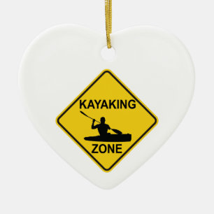 Kayaking Zon Road Sign Julgransprydnad Keramik
