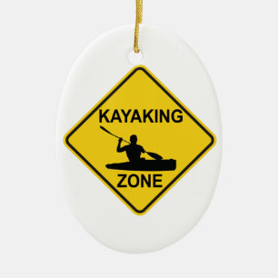 Kayaking Zon Road Sign Julgransprydnad Keramik