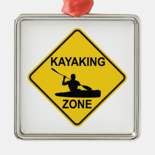Kayaking Zon Road Sign Julgransprydnad Metall