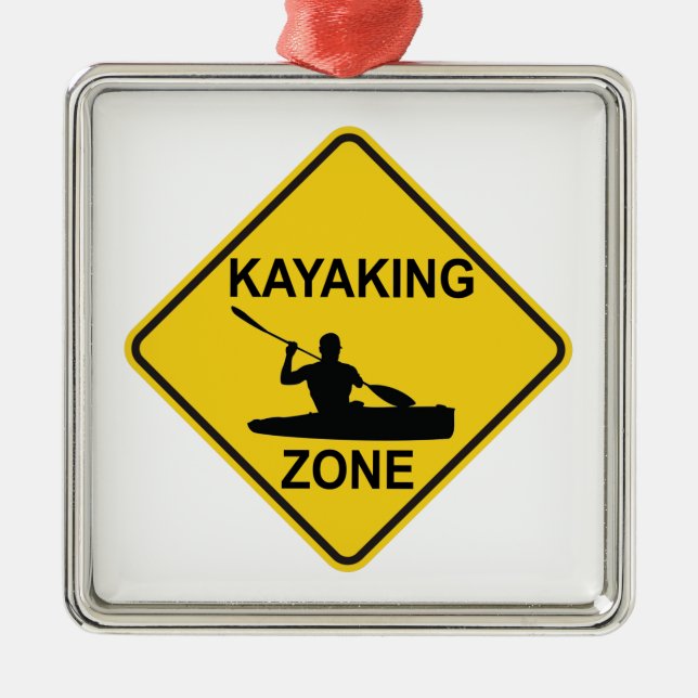 Kayaking Zon Road Sign Julgransprydnad Metall (Framsidan)