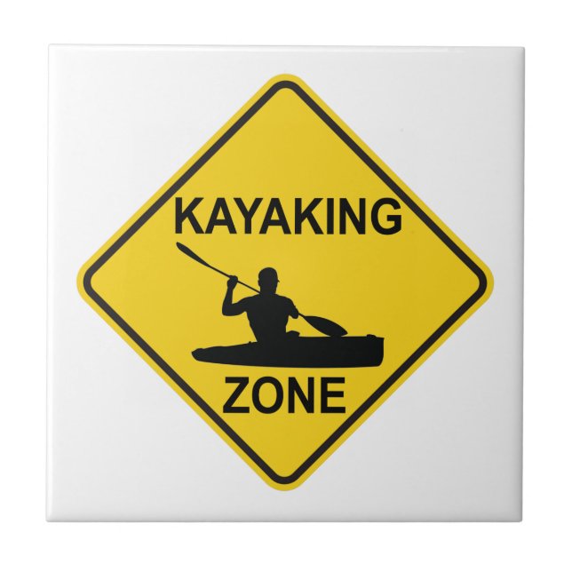 Kayaking Zon Road Sign Kakelplatta (Framsidan)
