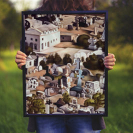 Kayakoy Fethiye förtjänar egen geometrisk konst Poster