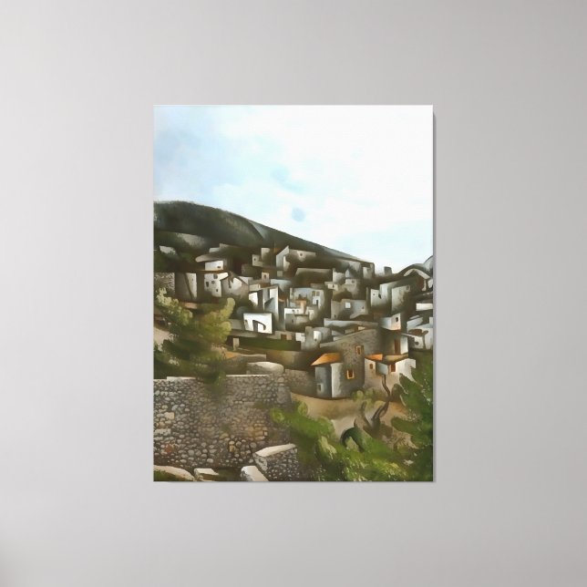 Kayakoy Historical Houses Artistic Abstrakt Canvastryck (Framsida)