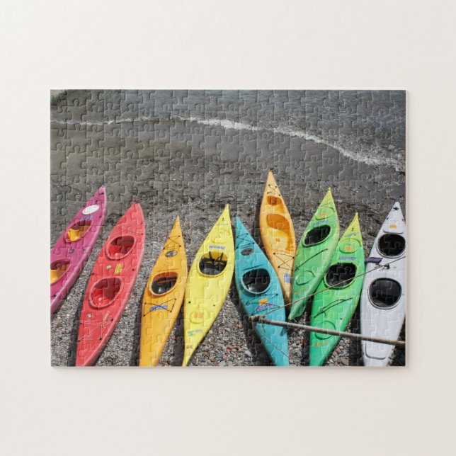 Kayaks i Cinque Terre Italien Jigszle Puzzle Pussel (Horisontell)