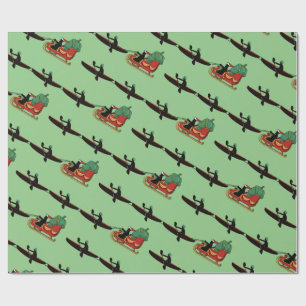 Kayaks Pulling Santa's Sleigh Wrapping Papper Presentpapper