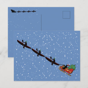 Kayaks Pulling Sleigh Folets hälsningskort Vykort