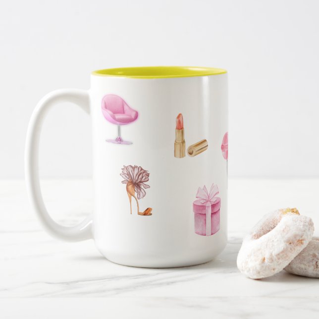 Kaye och Summer Whimsical Två-Tonad Mugg (Med munk)