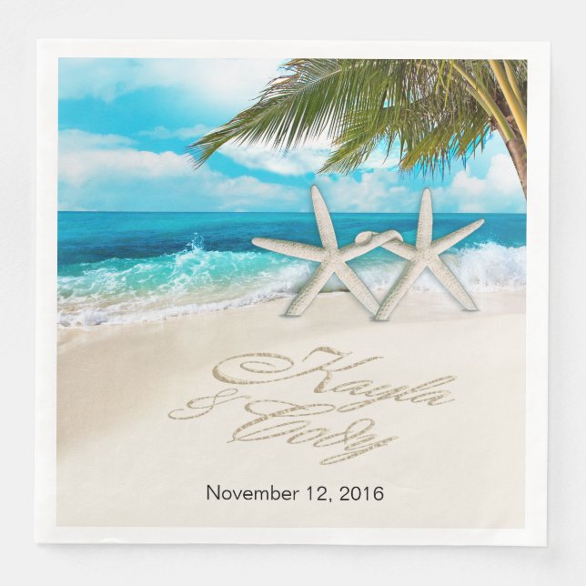 KAYLA Starfish lite ASK 4 DITT NAMN I SAND Pappersservett (Framsida)