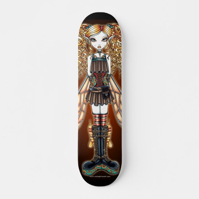 "Kayla" Steampunk Fairy Art Skateboard (Framsida)