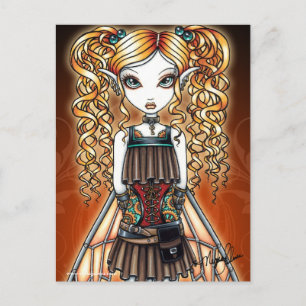 "Kayla" Steampunk Fairy Close Up Postcard Vykort