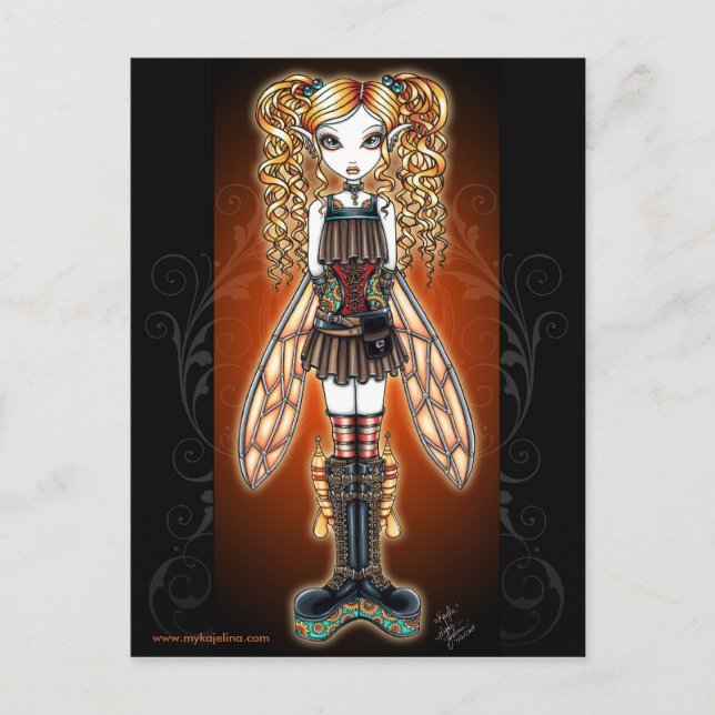 "Kayla" Steampunk Fairy Postcard Vykort (Framsida)