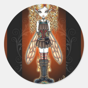 "Kayla" Steampunk Fairy Stickers Runt Klistermärke