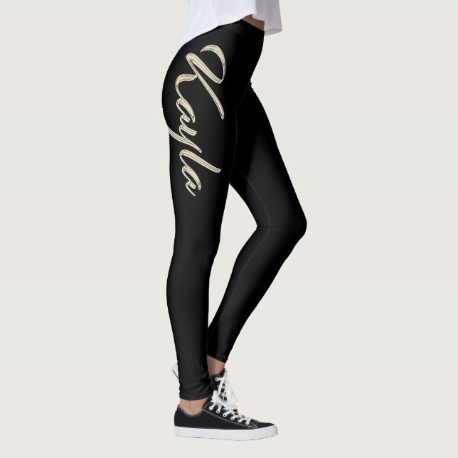 Kayla white gold Handwriting Hose Leggings (Höger)