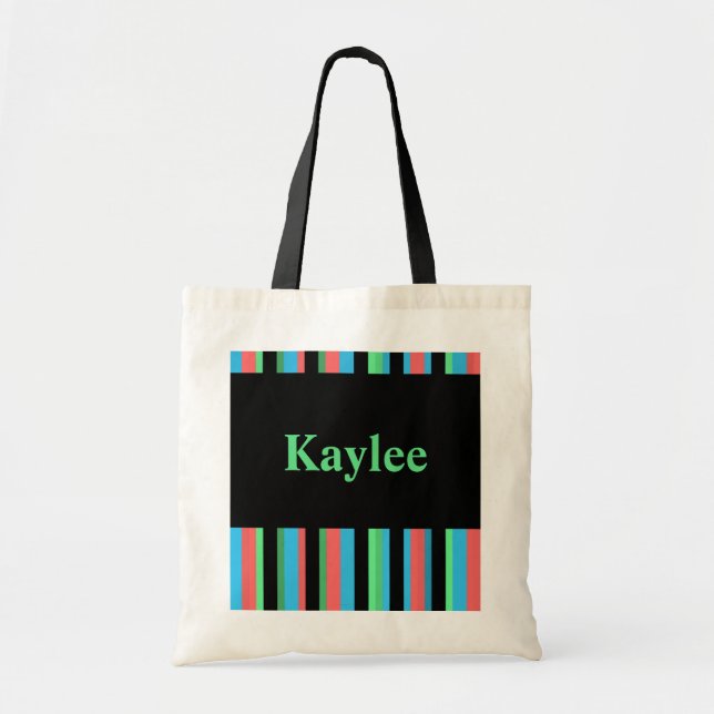 Kaylee snygg randig toteväska tygkasse (Framsidan)