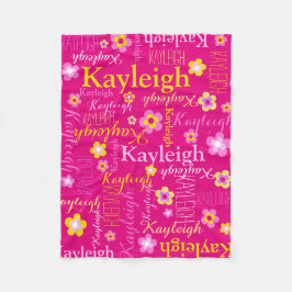 Kayleigh rosa gult Flickor med namn-täckblad Fleecefilt