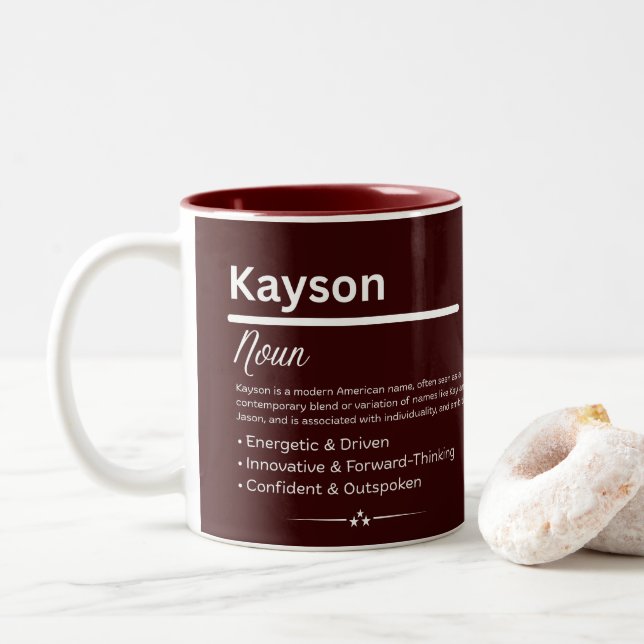 Kayson Personligt Namn Två-Tonad Mugg (Med munk)