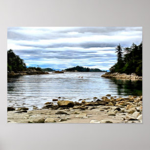 Kayting ut ur en Cove Near Barenof Island Poster