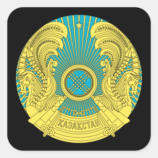 kazakhstan emblem fyrkantigt klistermärke (Framsida)