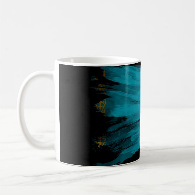 Kazakhstan flag brush stroke, national flag kaffemugg (Vänster)