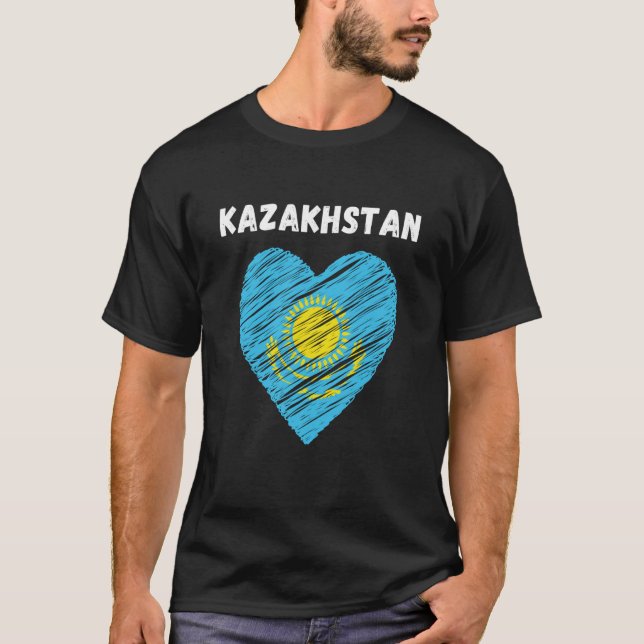 Kazakhstan Flag Holiday Kazakhstan Heart Kazakhsta T Shirt (Framsida)