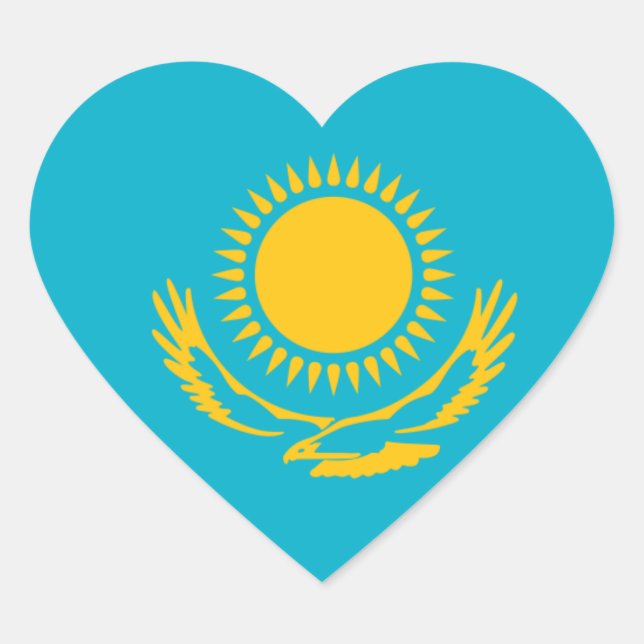 kazakhstan hjärtformat klistermärke (Framsida)