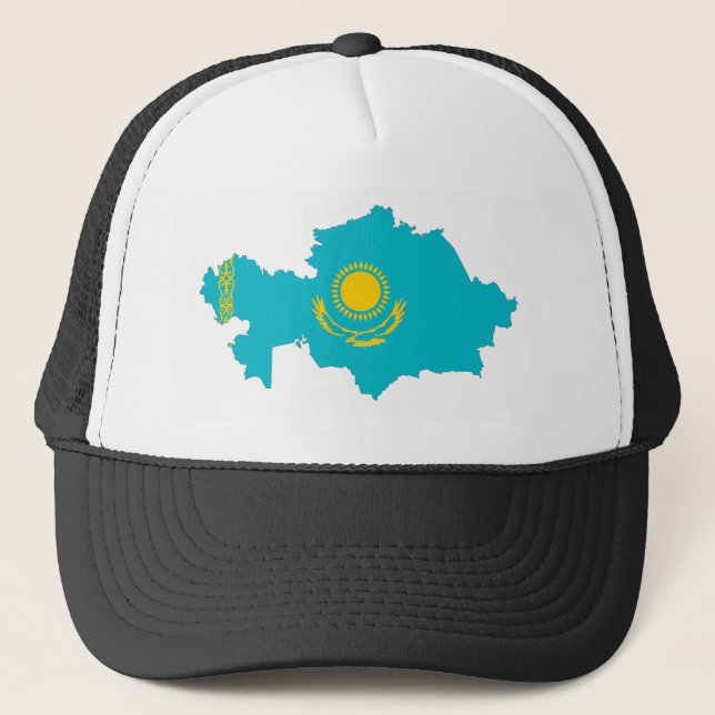 Kazakhstan land flagga karta formsymbol truckerkeps (Framsida)