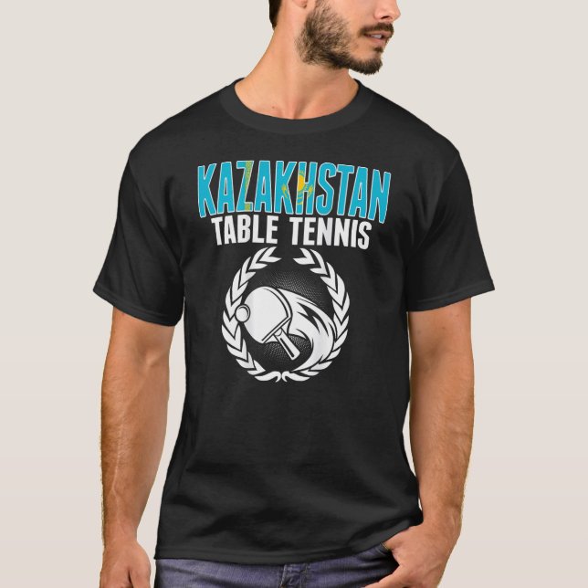 Kazakhstan Table Tennis Fans   Kazakhstani Flag Pi T Shirt (Framsida)