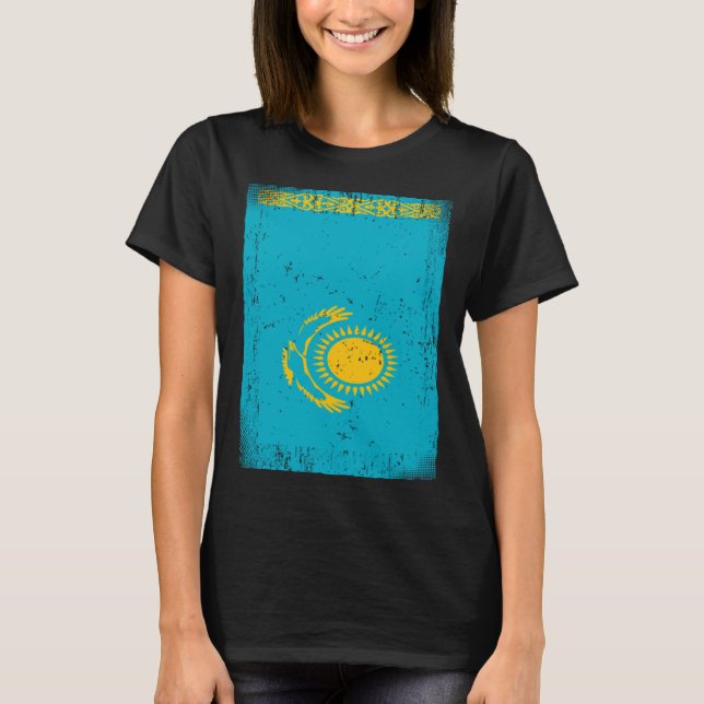 Kazakhstani Flag Kazakhstan T Shirt (Framsida)