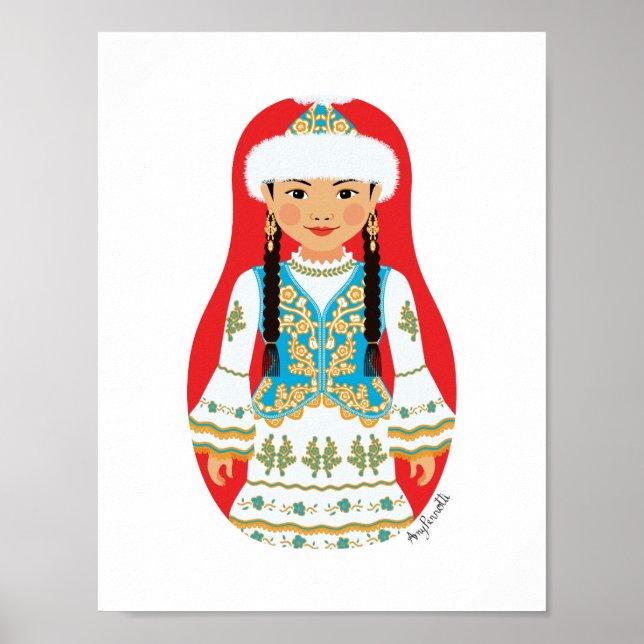 Kazakisk Matryoshka-affisch Poster (Framsidan)