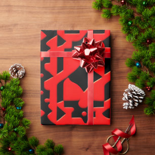 Kazakiska Batik Red Geometric Mönster Presentpapper