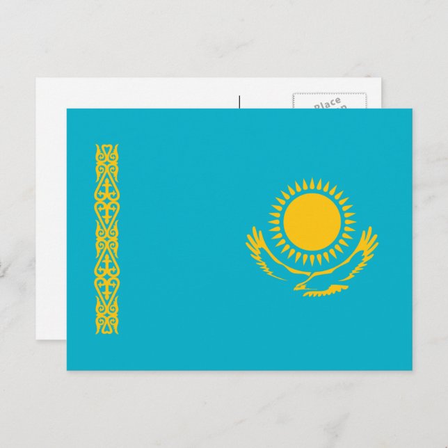 Kazakiska flaggan, Kazakstans flagga Vykort (Fram/baksida)
