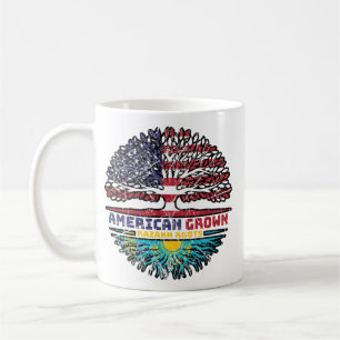 Kazakstan Amerikanska USA Träd Roots Flagga Kaffemugg