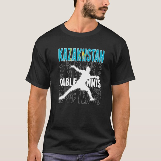 Kazakstan Bord Tennis Fläkt Kazakstan Flagga Ping T Shirt (Framsida)