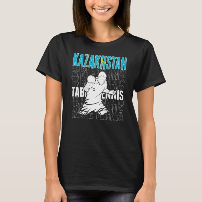 Kazakstan Bord Tennis Support Kazakstan Ping T Shirt (Framsida)