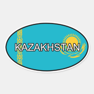 Kazakstan Euro Sticker Ovalt Klistermärke