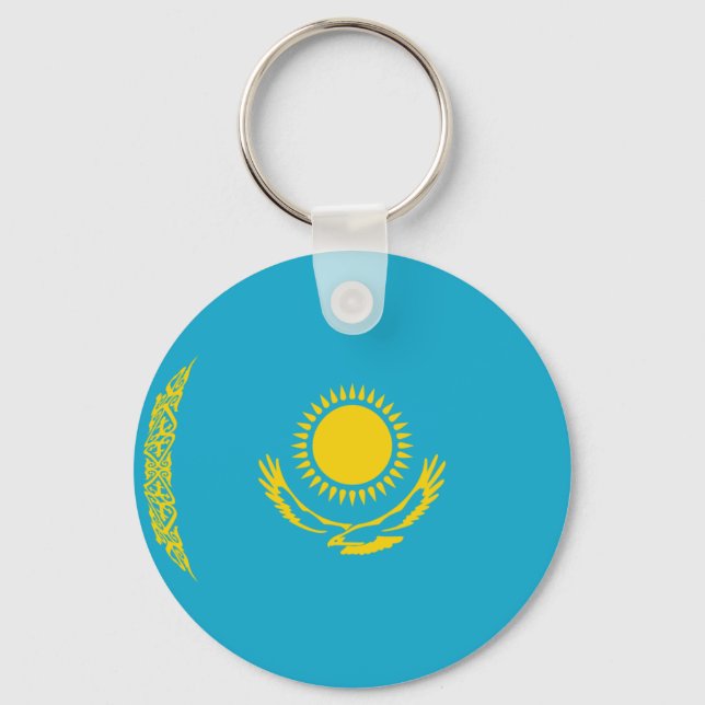 Kazakstan Fisheye Flagga Keychain Nyckelring (Framsida)
